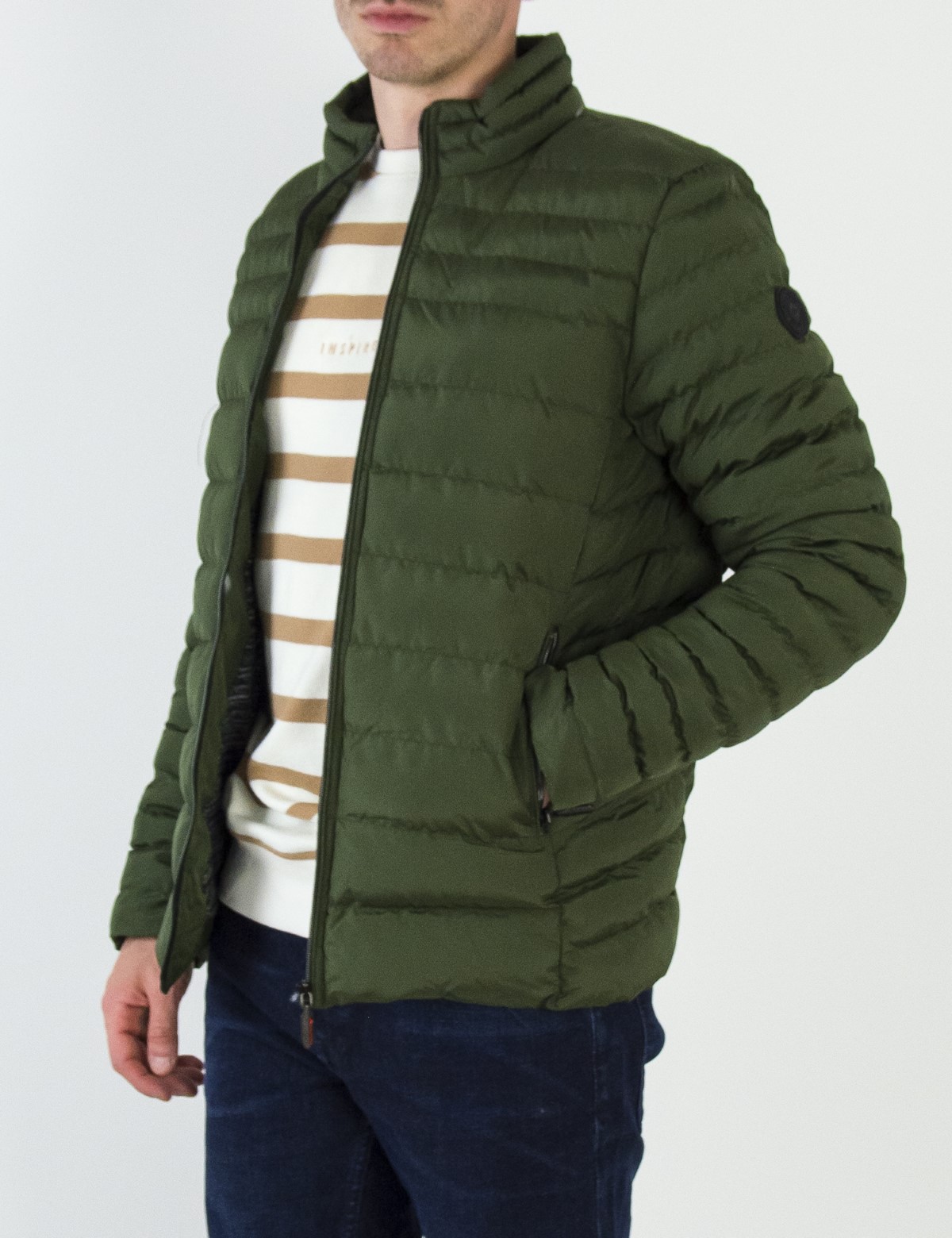 Ανδρικό χακί καπιτονέ μπουφάν 3066 φωτογραφία